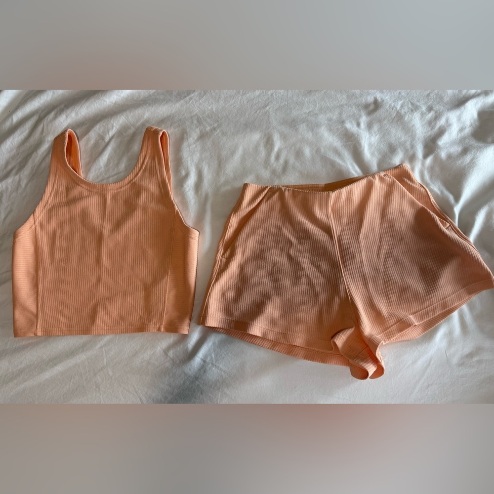 Lululemon Ribbed Softstreme Cropped Tank Top & High-Rise Shorts Set, Size 4